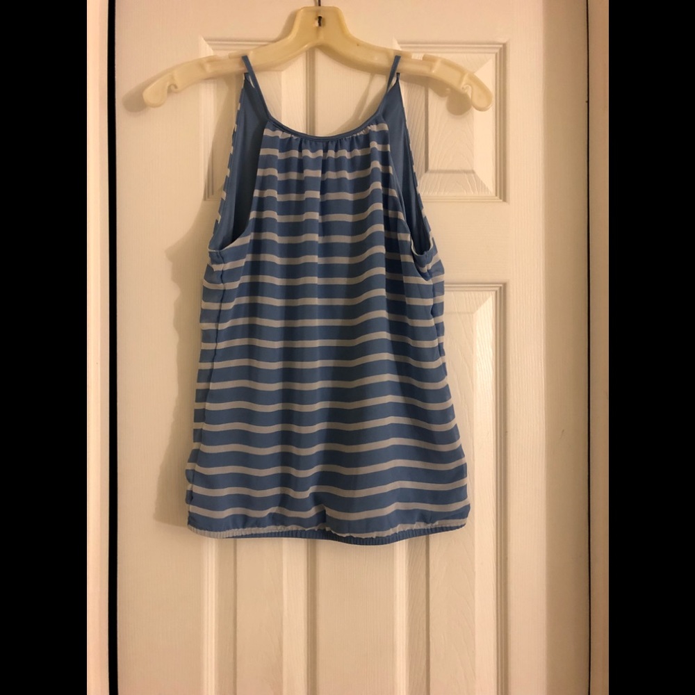 Express Blue and White Striped Tank Top